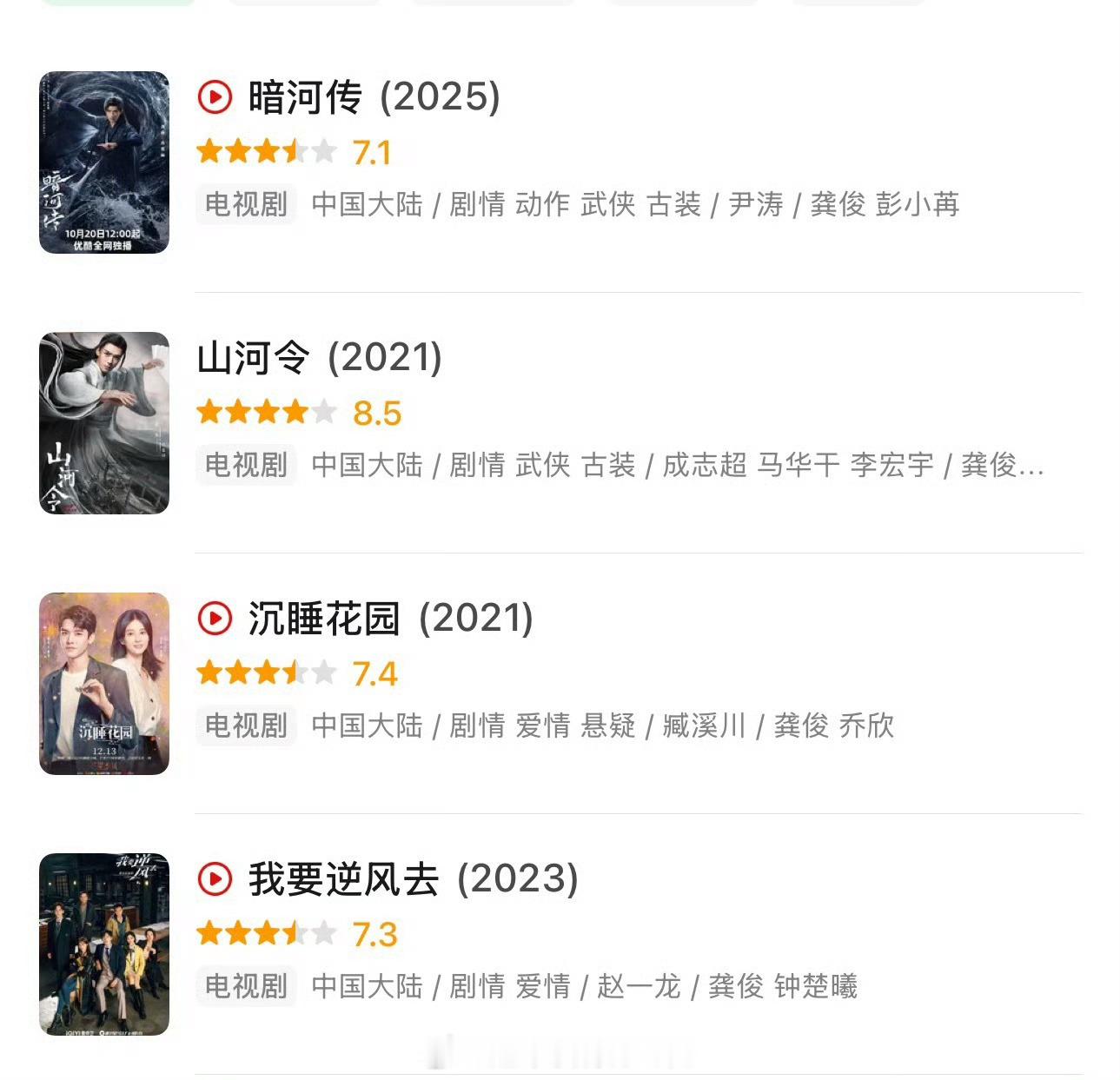 龚俊的作品口碑可以的​​​