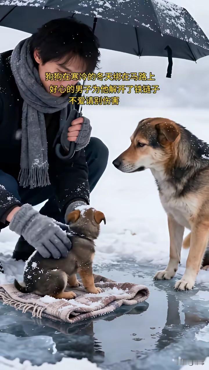 泪目了！一位小哥哥的家乡下起了暴风雪，这天他撑着雨伞出门去办事，可当他走到一条城