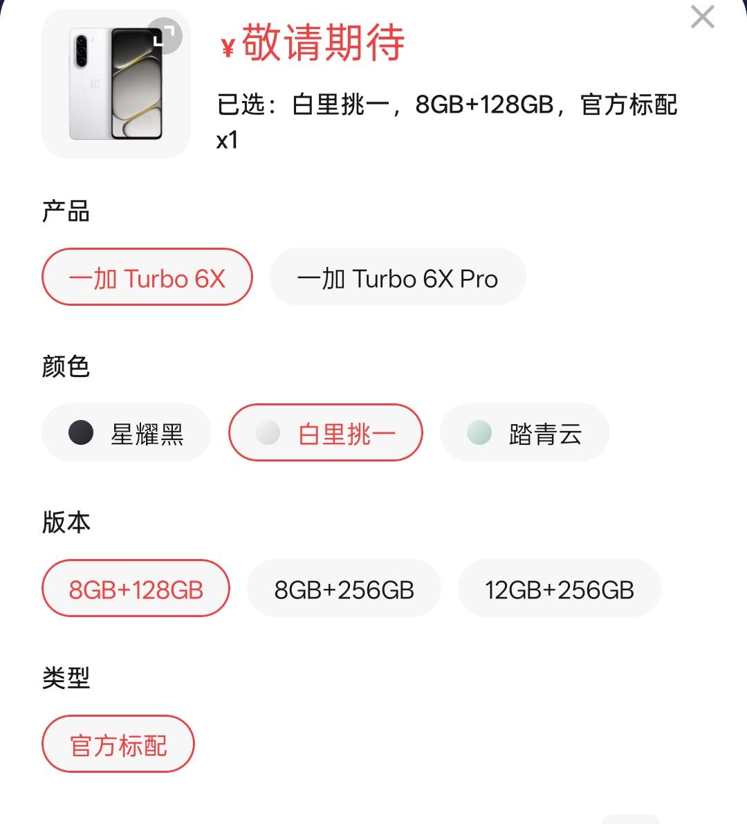 一加Turbo6X系列两款都是8+128GB起步，最高12+256GB，内存