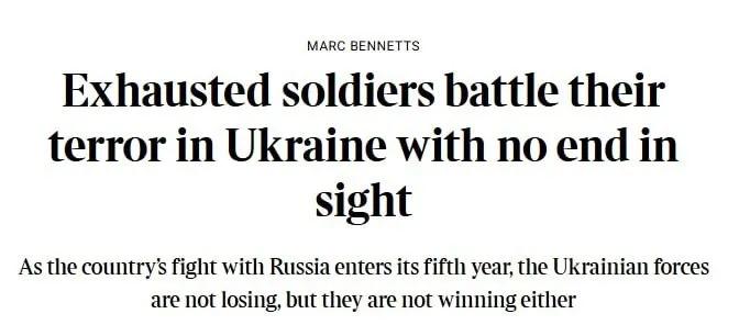 英国《泰晤士报》报道称，随着俄乌冲突即将进入第五个年头，乌克兰虽然没有输，但也没