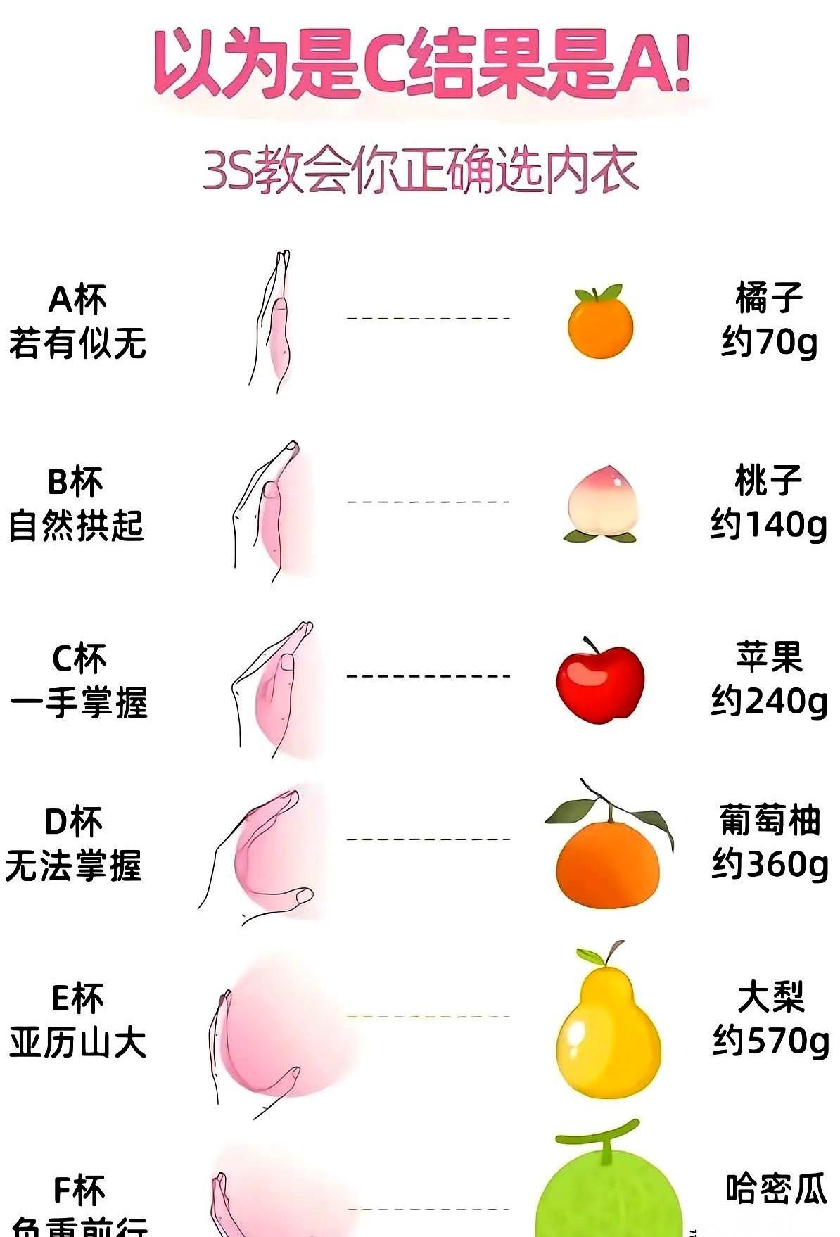 有人非要把女生的罩杯换算成水果，A是橘子，C是苹果。一堆人立刻对着“苹果”点头