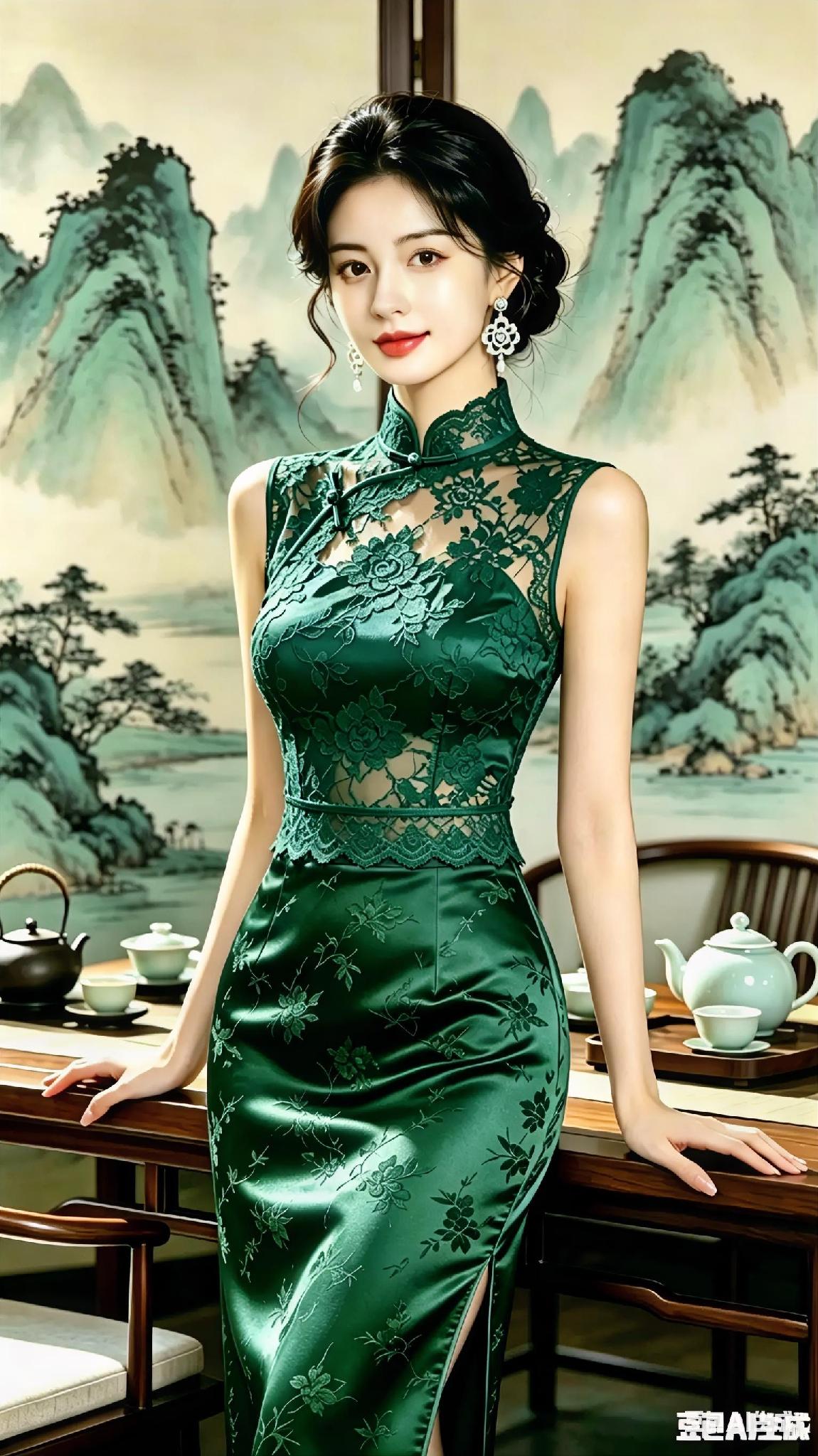 丝绸裹身，曲线是山河；步履轻移，风情在眼底。旗袍的美，在于那份含蓄的张扬，端