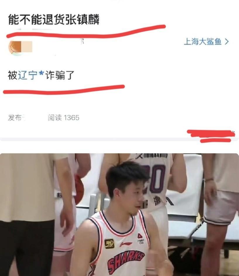 上海球迷要退货，可张镇麟表现不错啊，这是想当詹姆斯用呀！退回辽宁队是不可能的，最