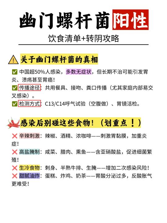 幽门螺杆菌阳性 | 饮食清单+转阴攻略~