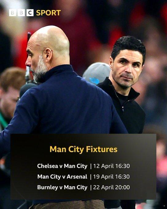 【阿森纳1比2伯恩茅斯，曼城目前少赛两场落后阿森纳9分！】如果曼城接下来对切尔