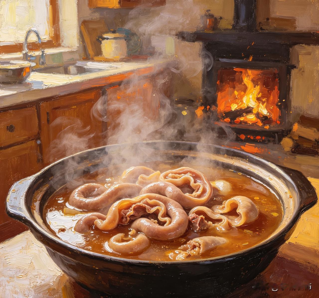 先将猪大肠、小肠、猪肚、猪心反复清洗干净，放入沸水中焯水去腥，捞出沥干后切成小段