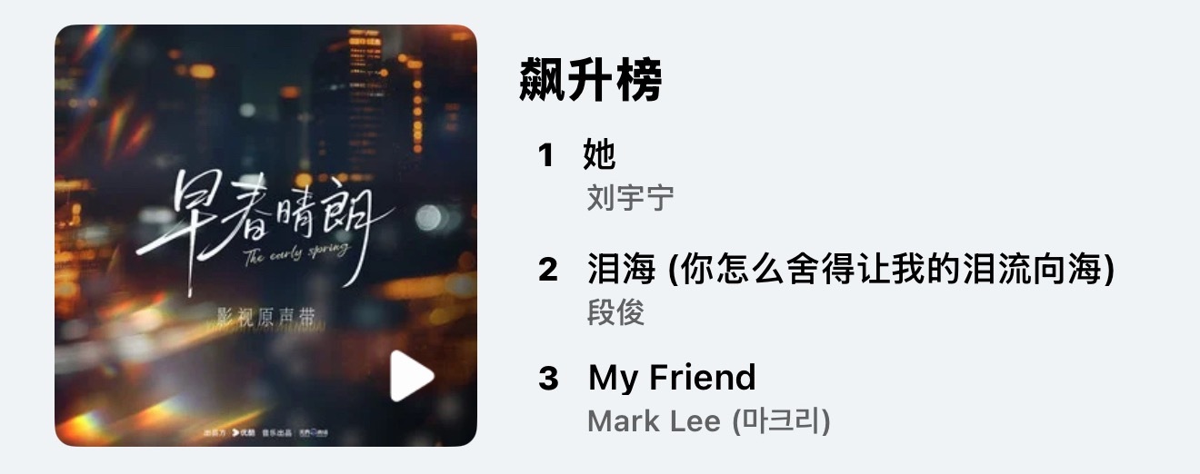 刘宇宁的《她》在QQ音乐飙升榜第一☝️铃声榜第一☝️分享热度榜第二厉害🎉刘宇宁