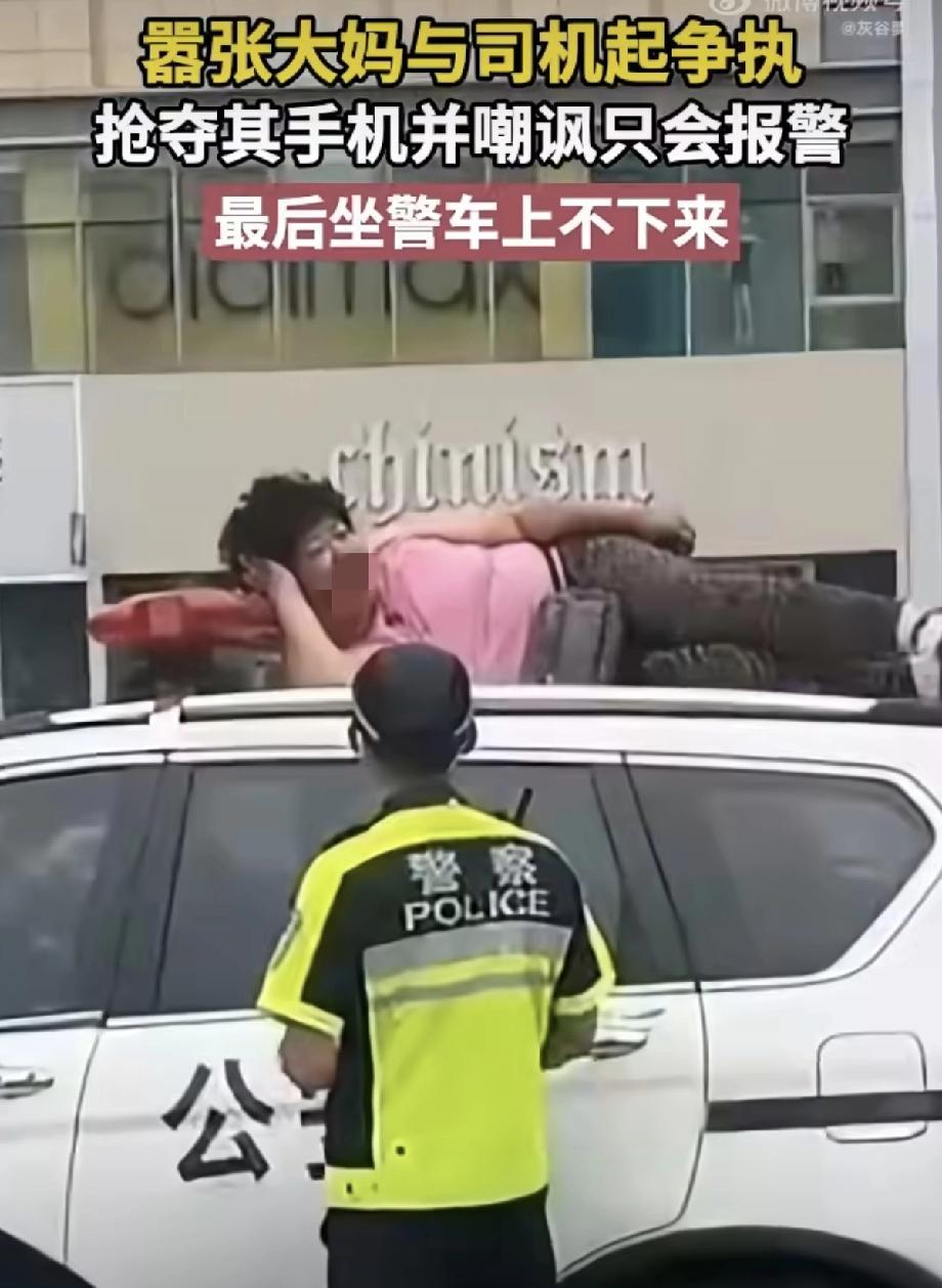 啥部门遇见这样的人都迷糊啊！大姨抢司机手机不让走，结果帽子叔叔来了，让大姨归还