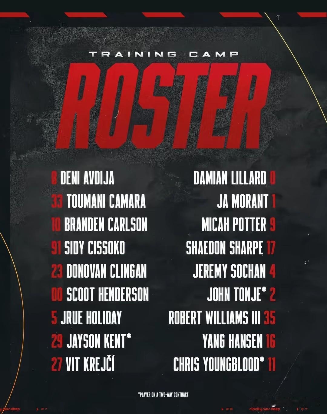 开拓者公布季前赛名单，杨瀚森赫然在列，到E10合同的李贤重落选。NBA季前赛