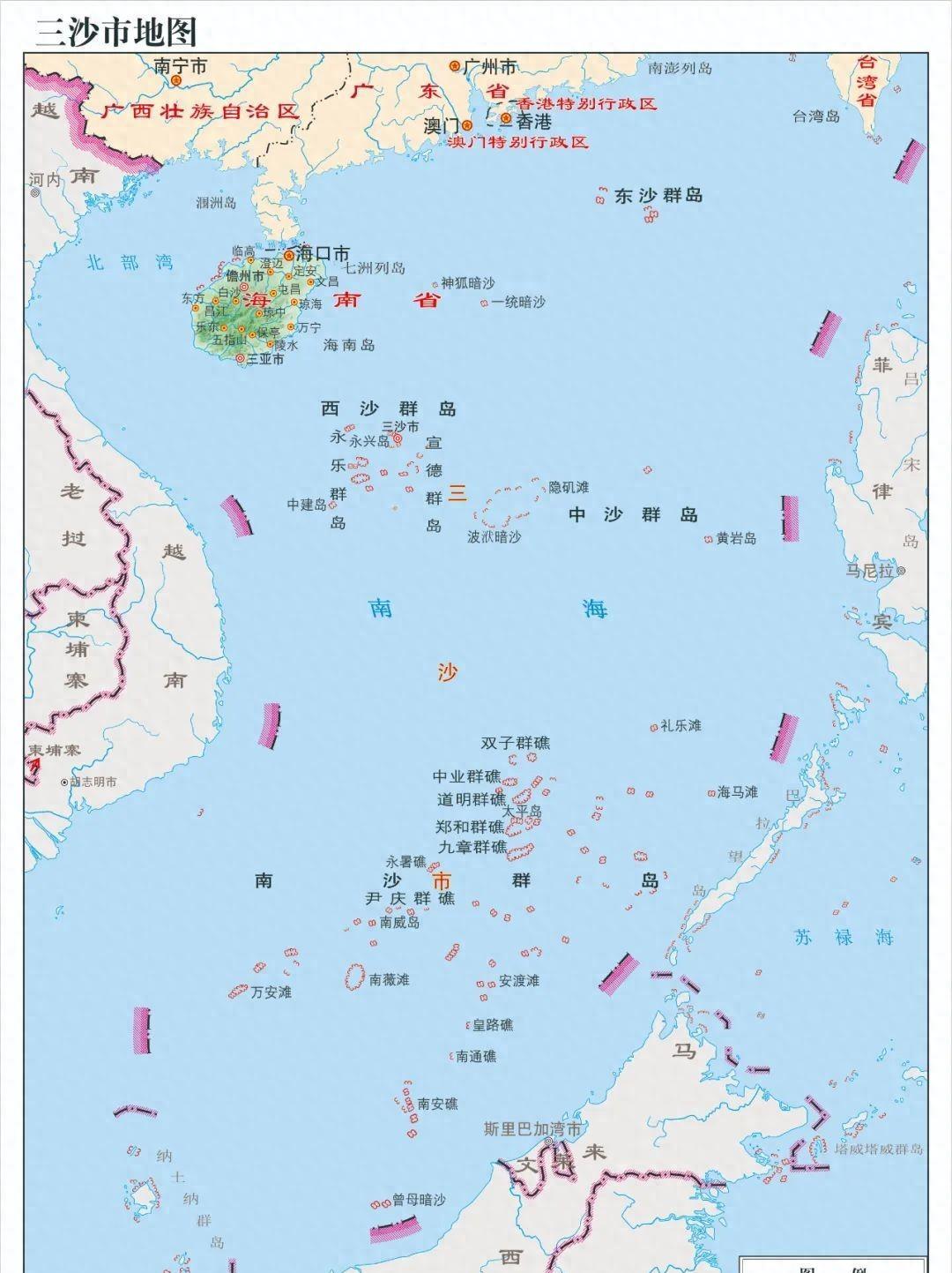 南海海域关系复杂，5个国家实际控制南海诸岛。南海诸岛（含东沙、西沙、中沙、南