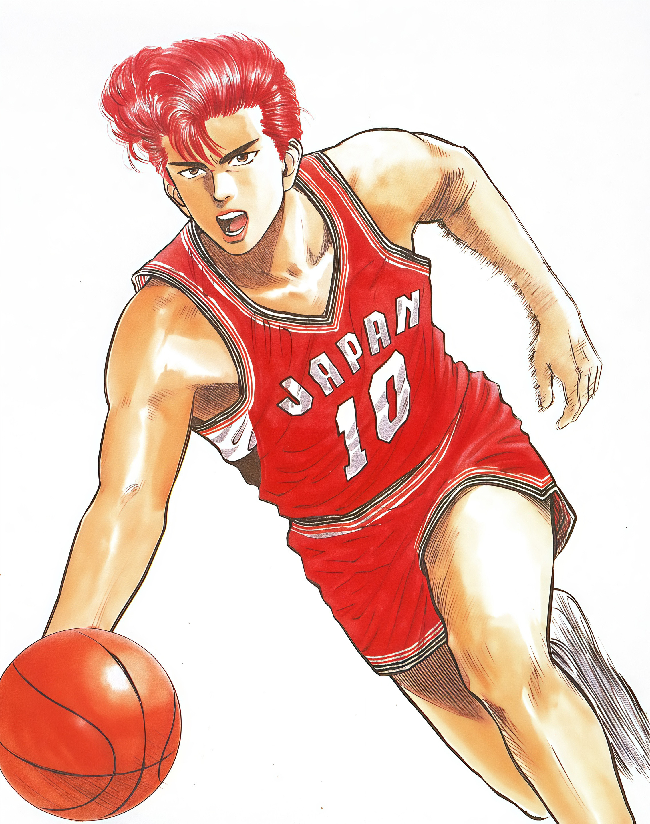分享一幅身披国家队战衣的樱木花道原画出自周刊少年jump1991年第6期封面，这
