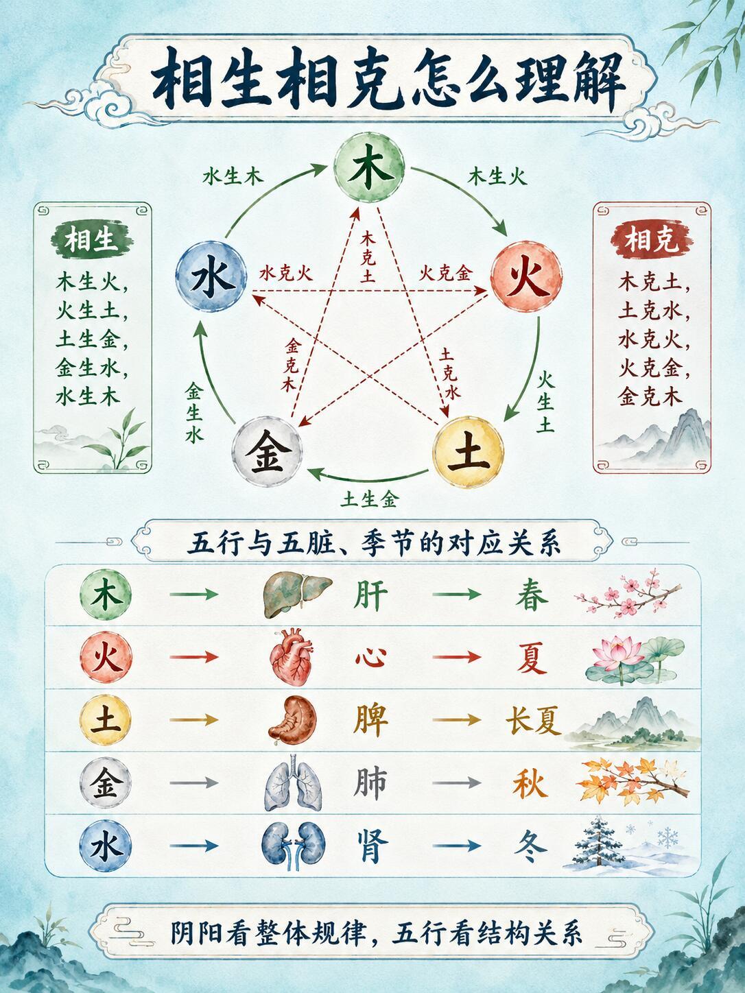 阴阳五行，古人理解世界的底层逻辑和思维模型，用来理解自然、生命和人体的关系。