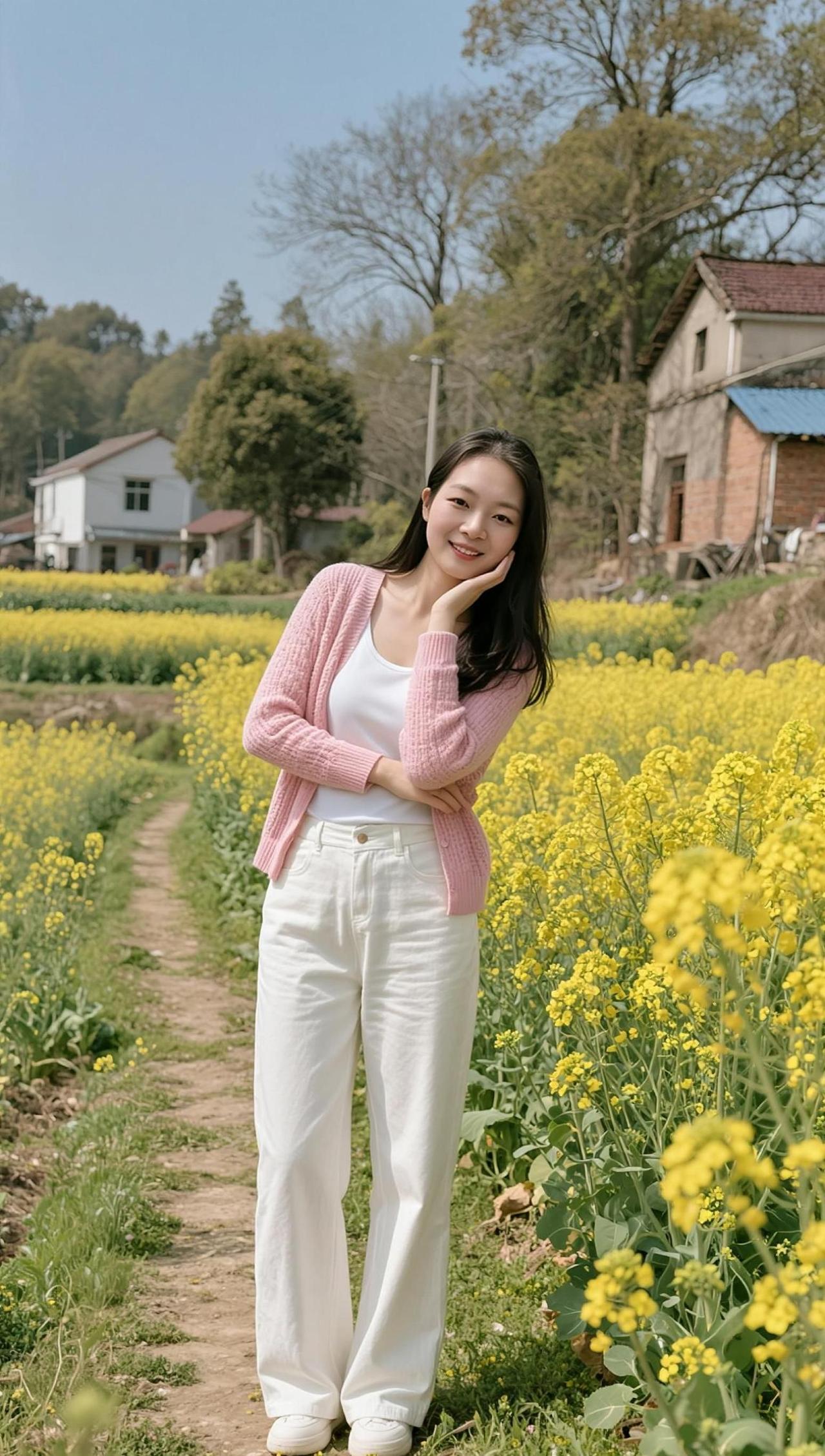 AI田园生活照户外油菜花日常分享上热门