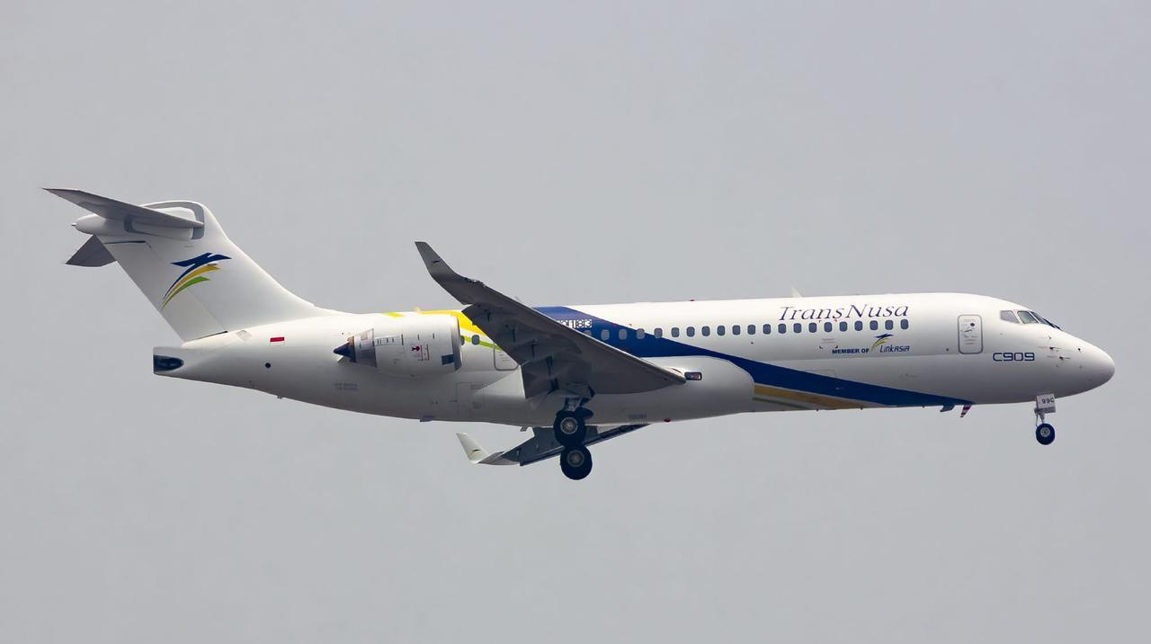 印尼翎亚航空第4架C909交付，注册号PK-TJC至此，商飞已累计向客户交付1