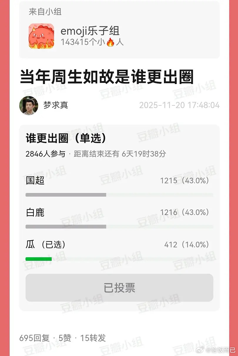 很势均力敌的投票了
