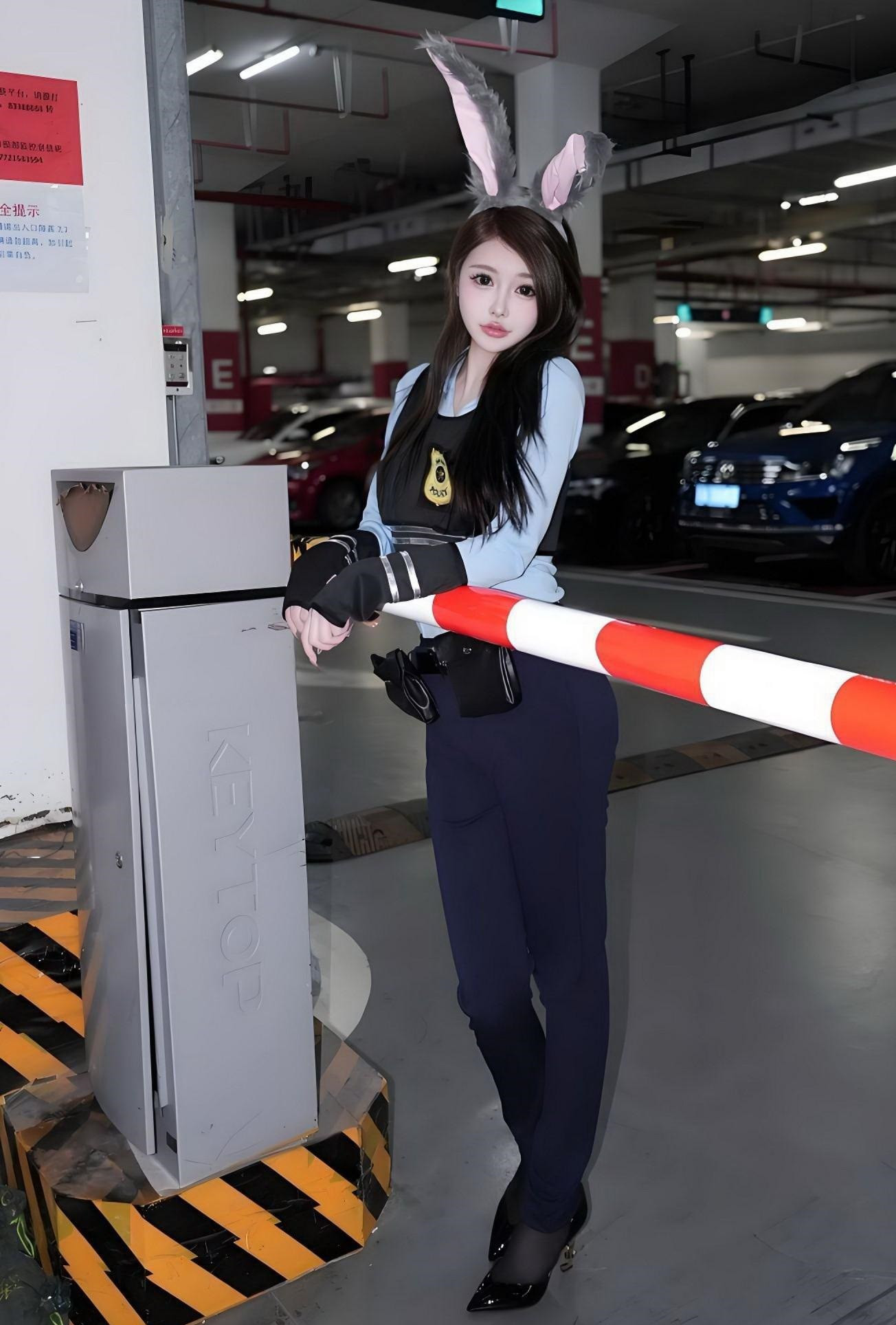 地下车库偶遇超级可爱的美女小姐姐