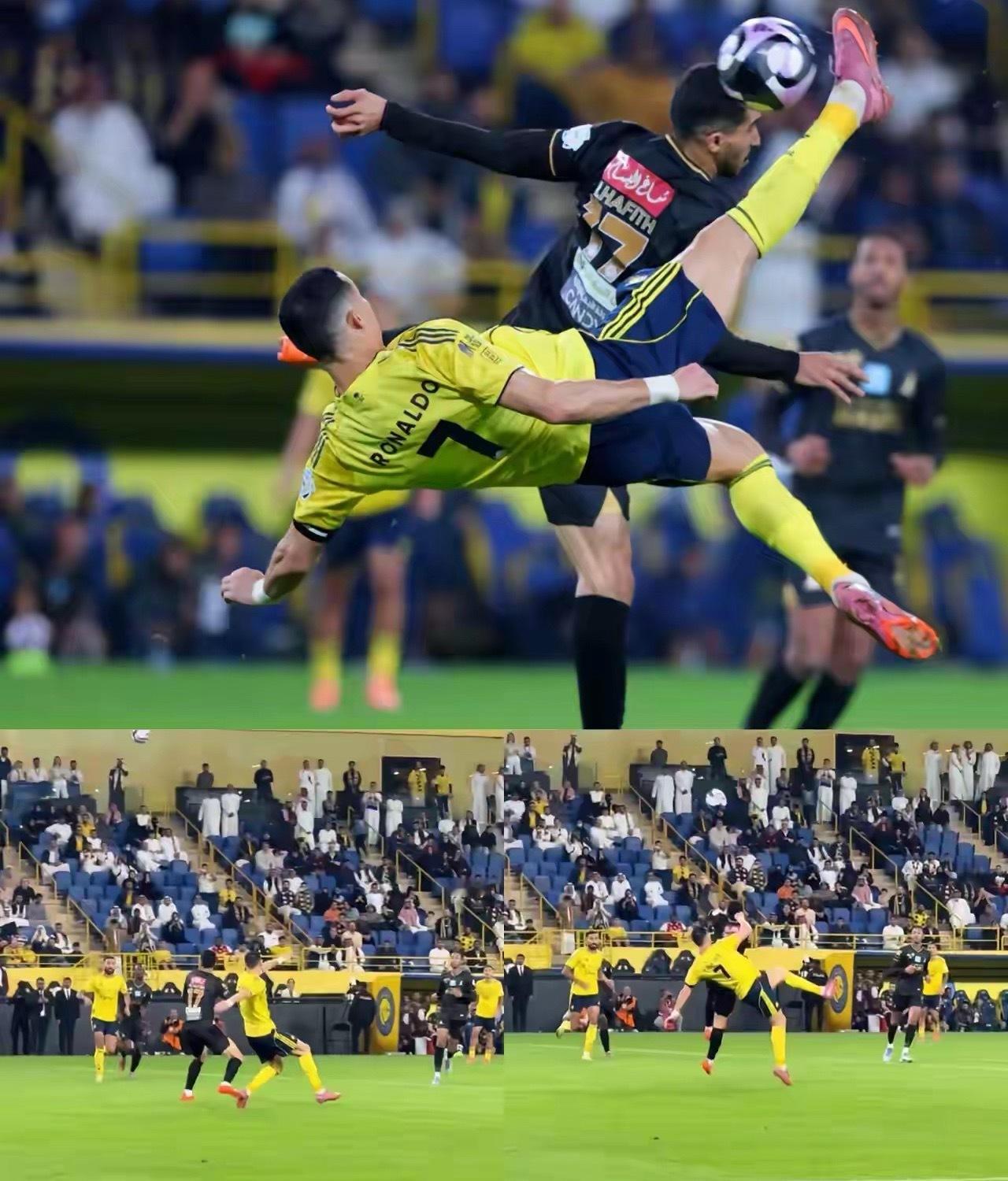 C罗在对阵多哈国民的比赛中上演了一记漂亮的倒钩进球，而这粒精彩的进球已成为202