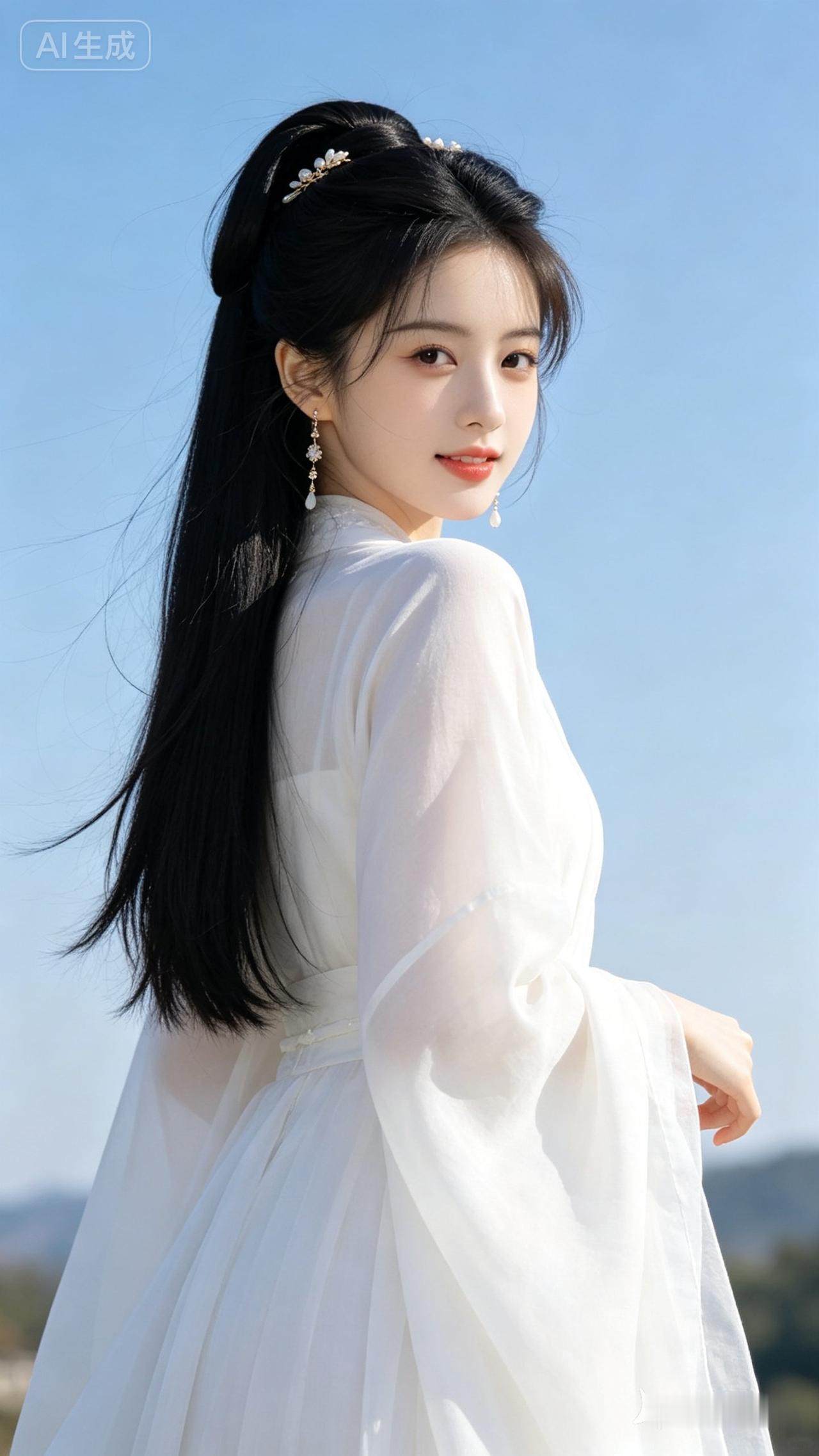 这个姑娘真漂亮，像仙女下凡。