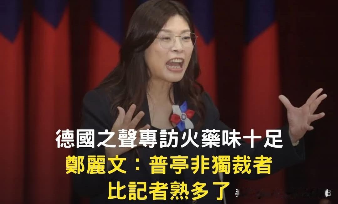 郑丽文专访怒怼德国之声记者:不是你访问我?新当选的国民党主席郑丽文接受了德国之