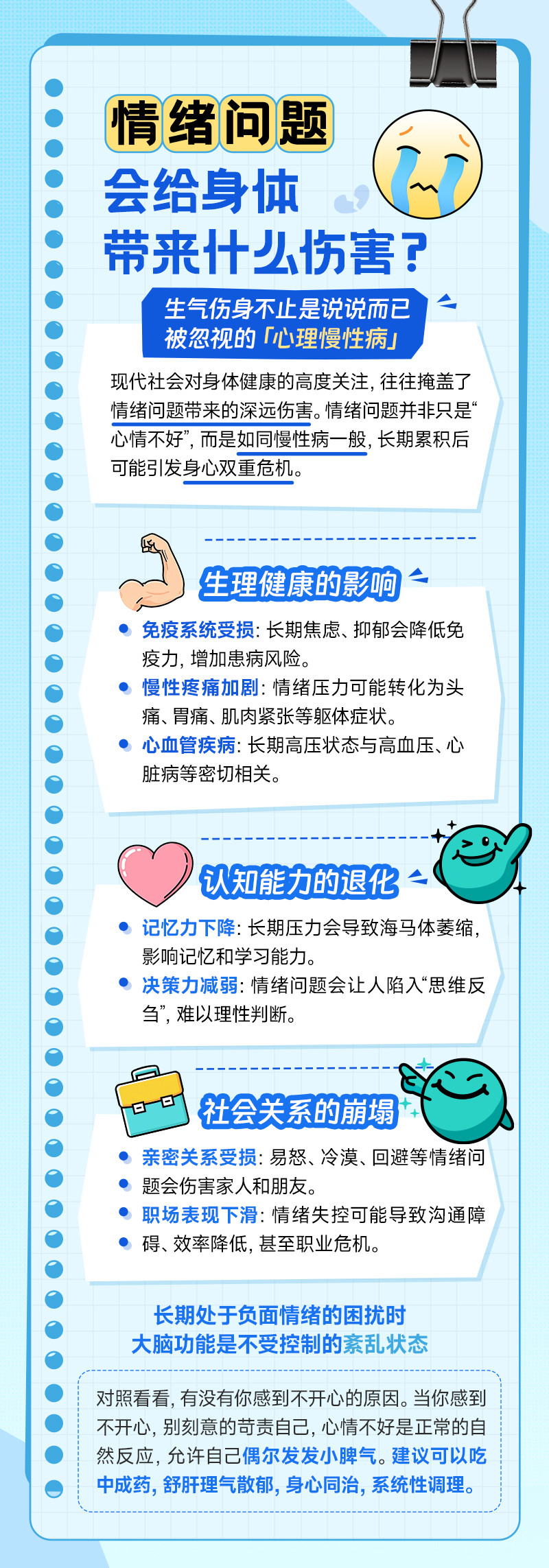 拆除情绪隐患找回开心长期压抑的情绪，会像暗流一样侵蚀身体健康——免疫力下降、记