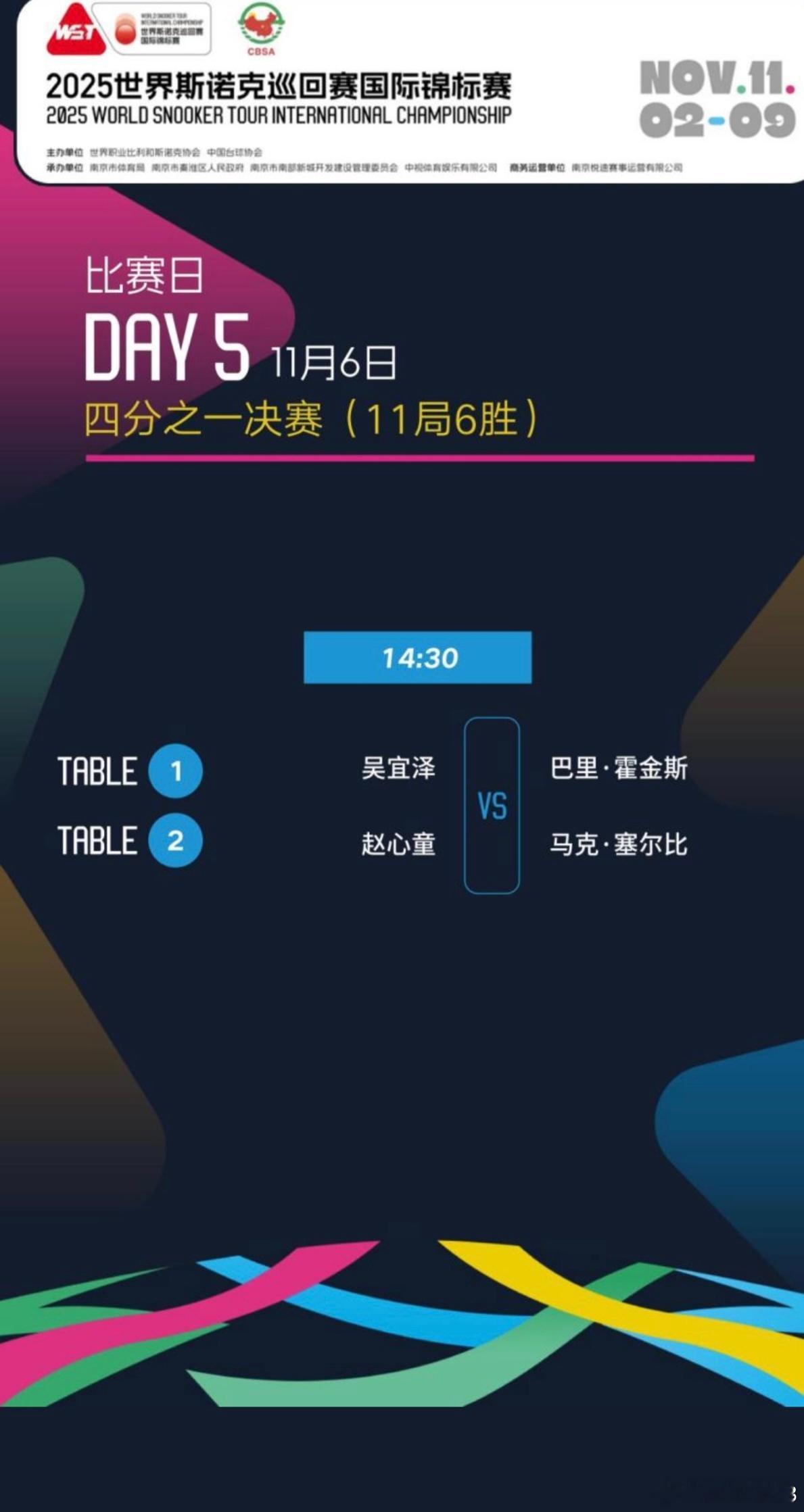 南京国锦赛，硕果仅存的两位中国选手，吴宜泽和赵公子将在下午场出战，淘汰小特的吴宜