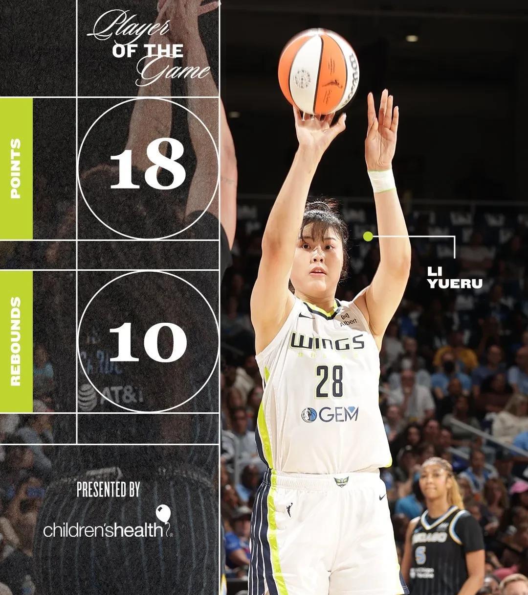 亚洲第一女中锋，李月汝今天爆砍18分10篮板闪耀WNBA！在今天进行的一场WN