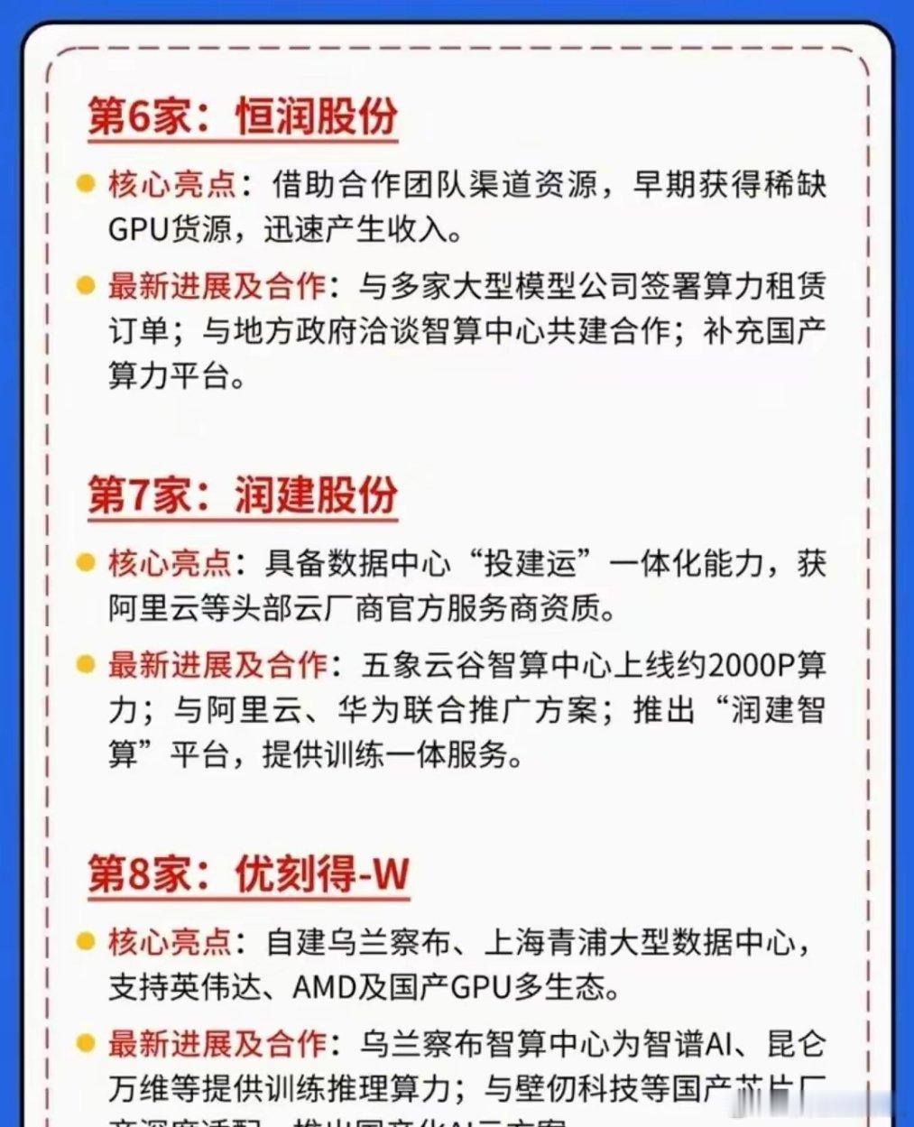  AI时代核心刚需！算力租赁10大龙头全梳理。✅宏景科技：智算中心项目落地，软硬