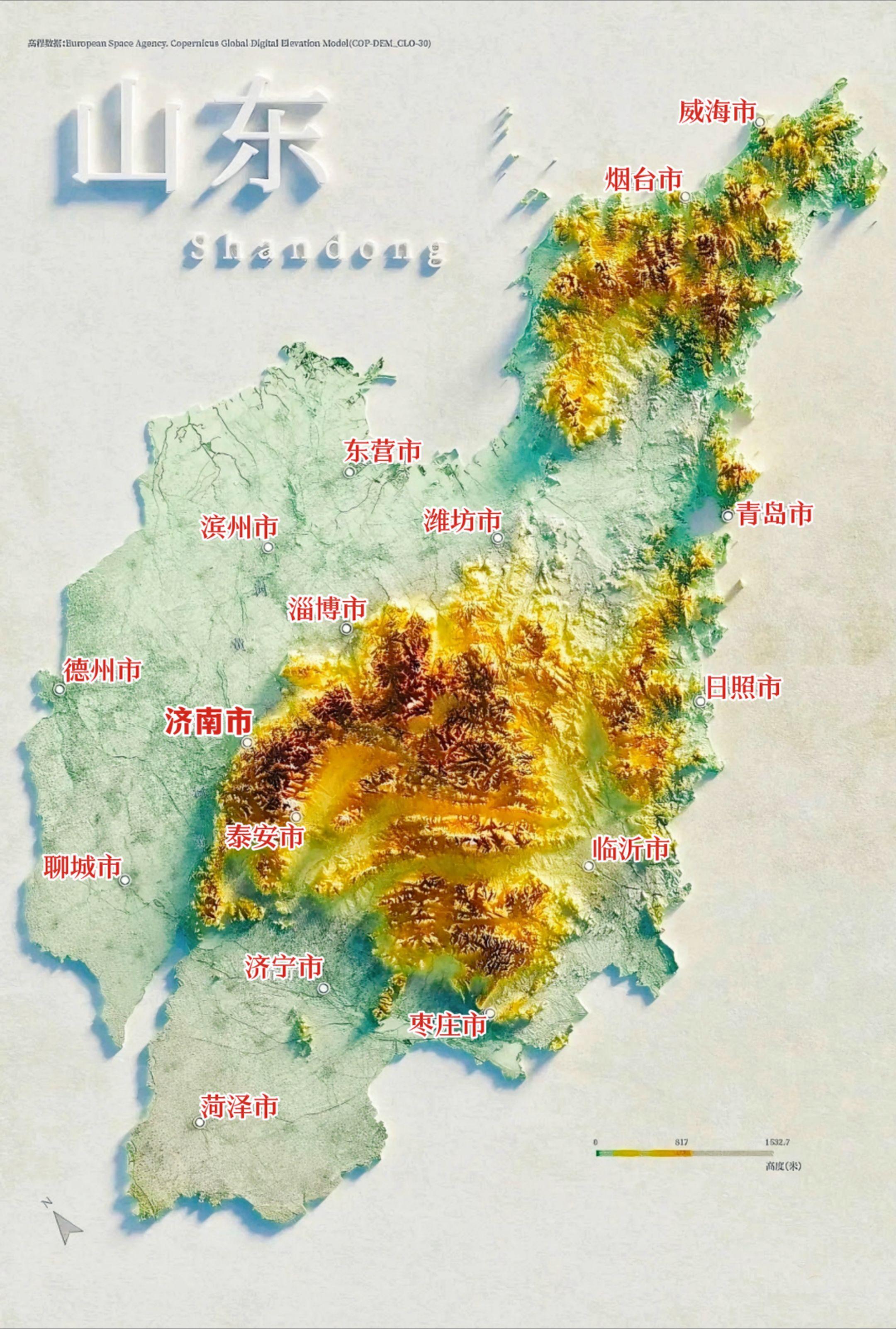 山东地理大势。  山东境域包含半岛与内陆两部分。半岛突出于渤海黄海之中...