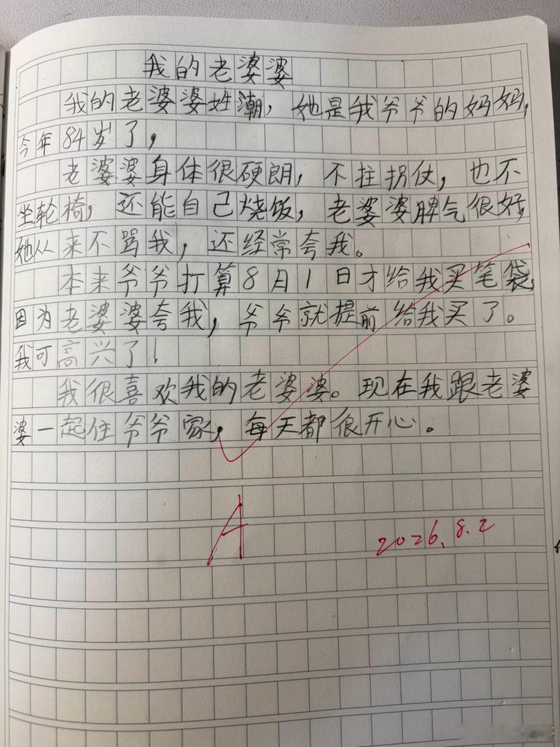 方小丫日记二年级暑假作文：我的老婆婆