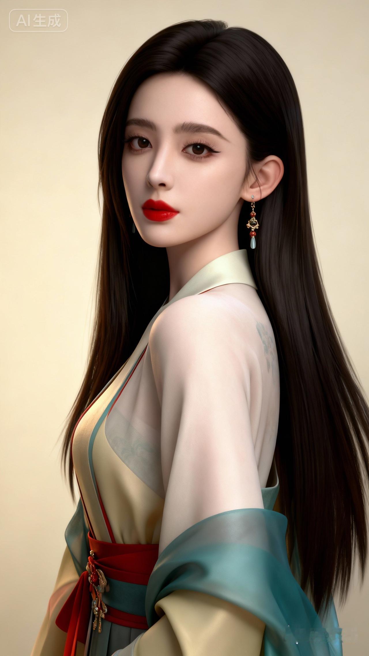 梦幻古风少女，红唇轻启，韵味十足。