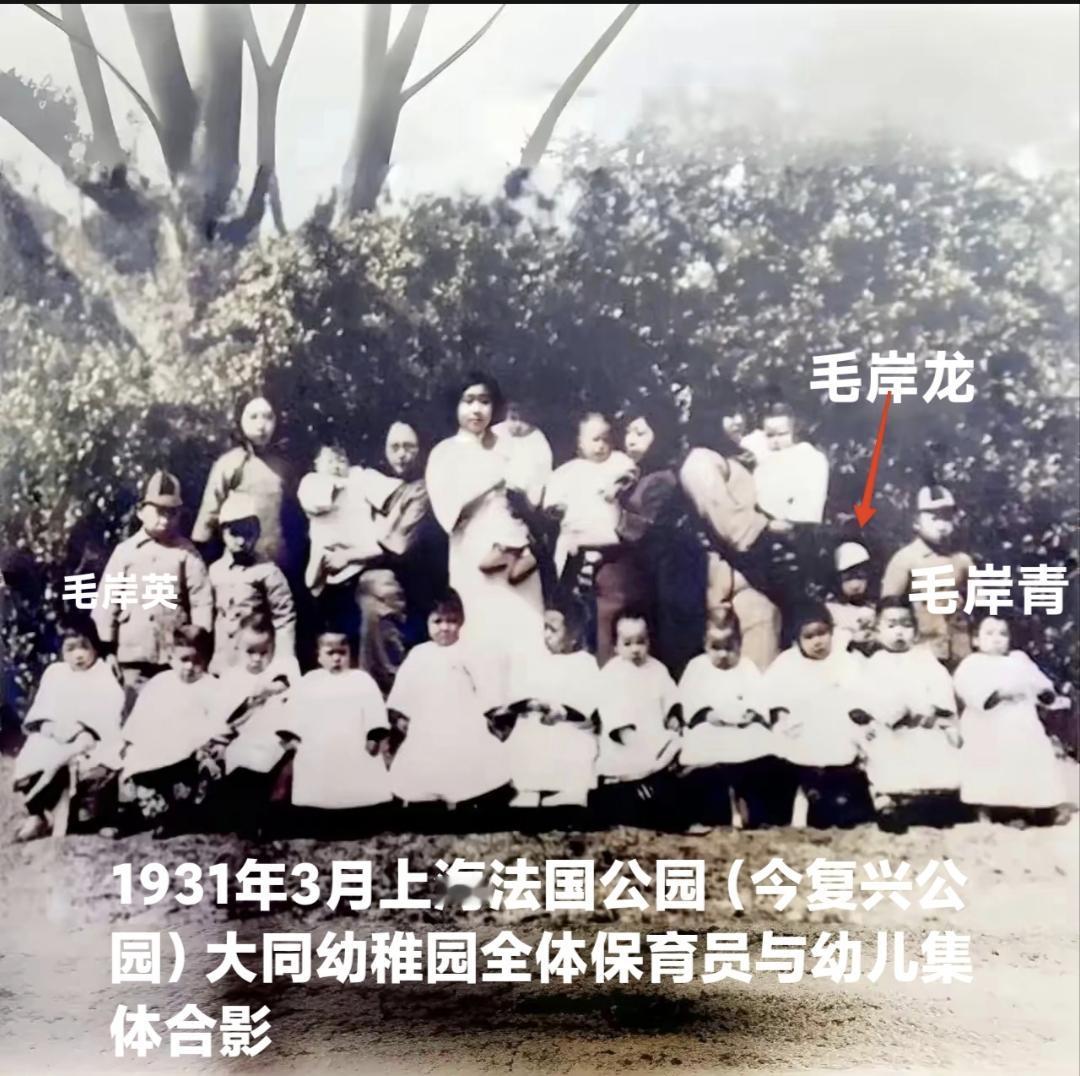 这是毛主席三个儿子唯一同框合影的照片。1930年1月，杨开慧在长沙英勇牺牲后，