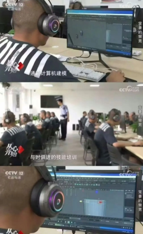 我擦，现在坐牢，里面和外面的区别越来越小了。现在坐牢不是踩缝纫机了，而是坐在电