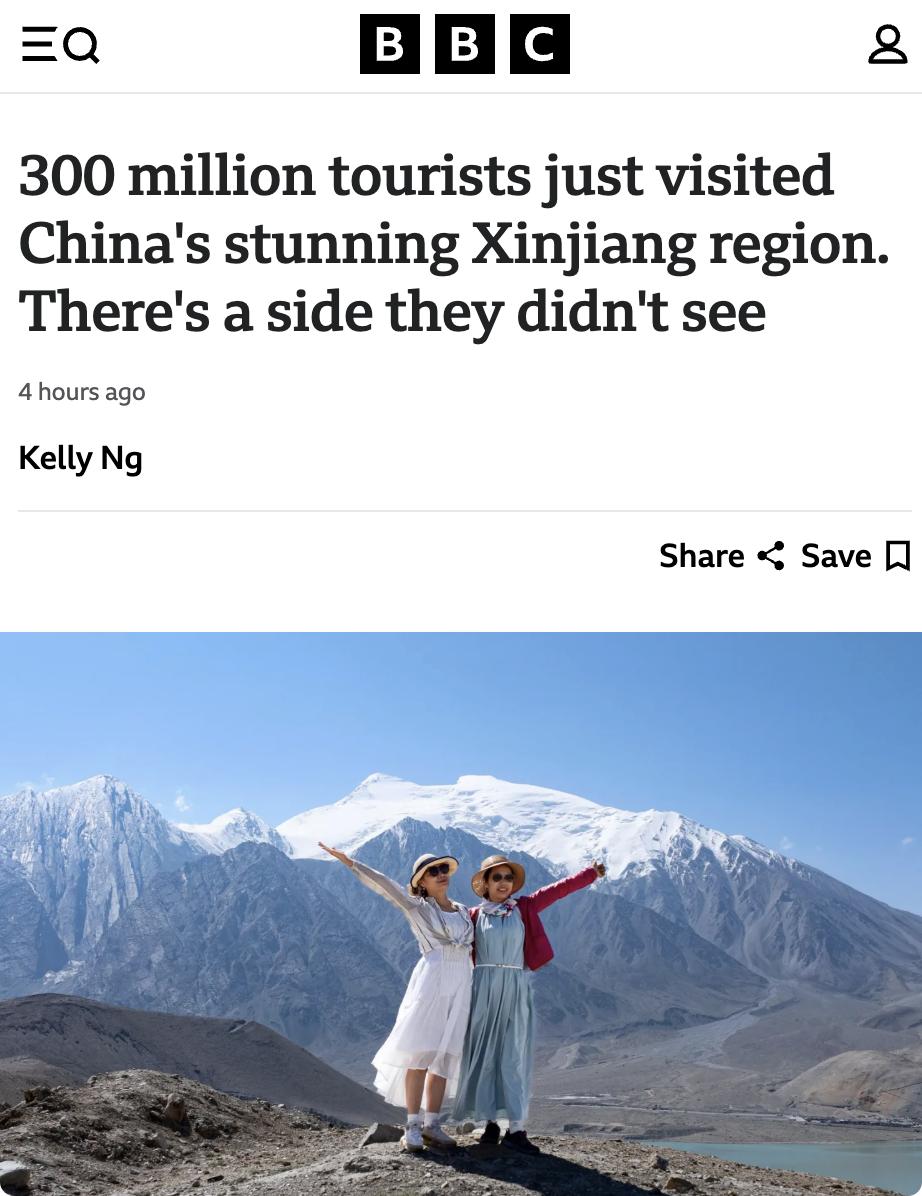 外媒：中国新疆地区近年来旅游业蓬勃发展，2024年接待游客约3亿人次，是2018