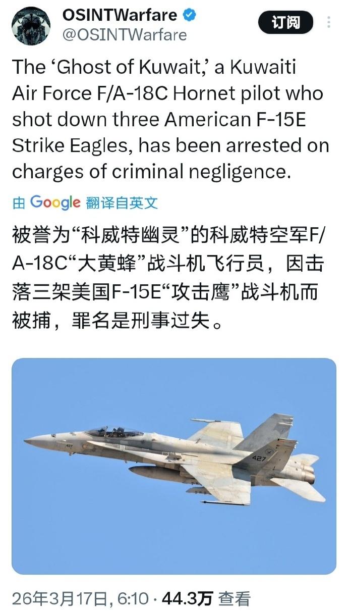 快点放了他。这就过分了哈，这位科威特飞行员不是有功之臣吗？你们为什么要把他抓起来