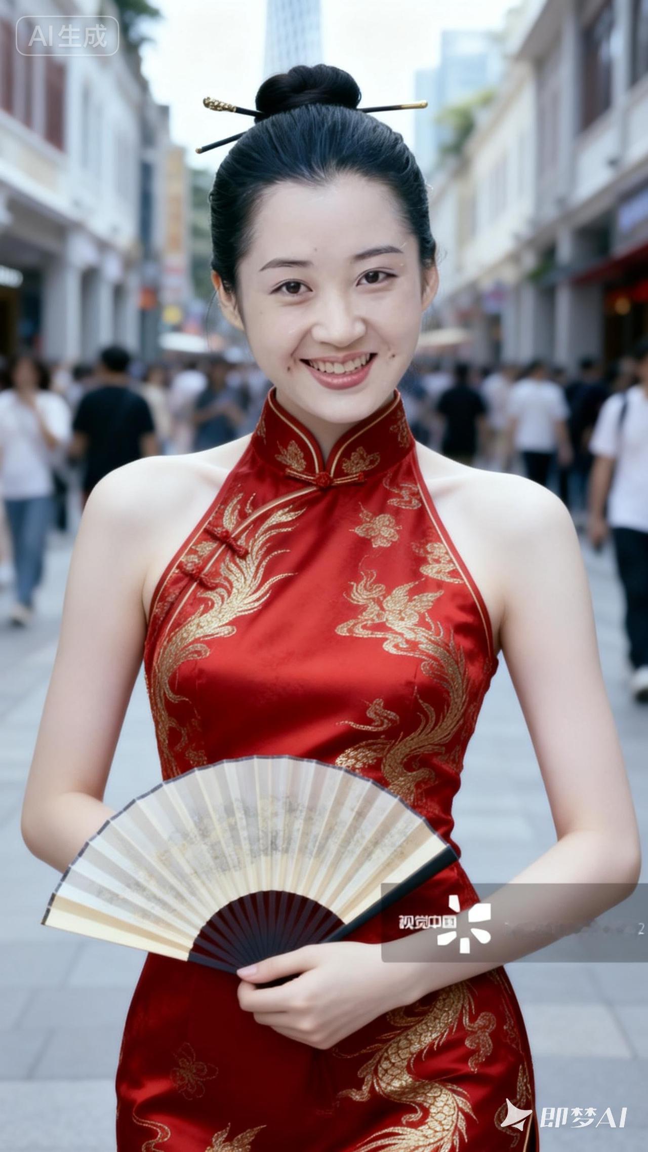 复古旗袍照，扇子摆拍，优雅气质，秒变民国美人