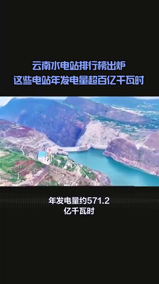 云南水电站排行榜出炉，这些电站年发电量超百亿千瓦时。云南最大的水电站排名如下：