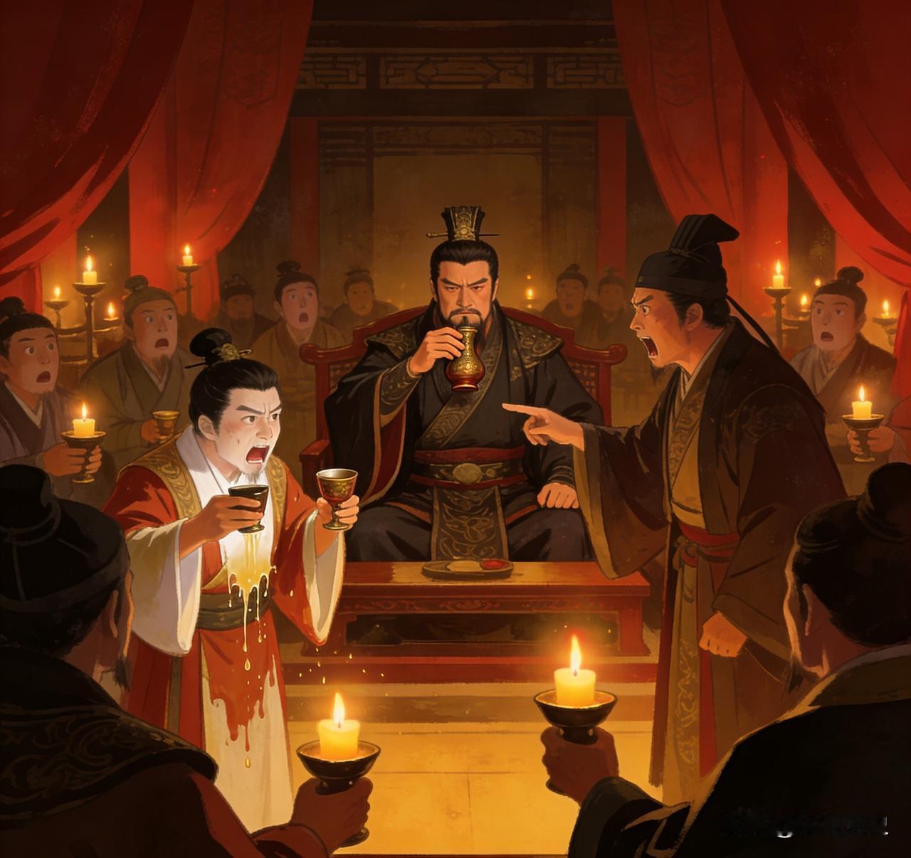 220年，孙权斩杀关羽之后，大摆庆功宴，投降东吴的糜芳正要举杯说话，东吴谋士虞翻