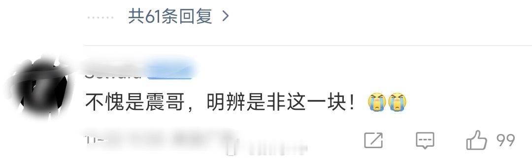 陈震评论区：明辨是非这一块