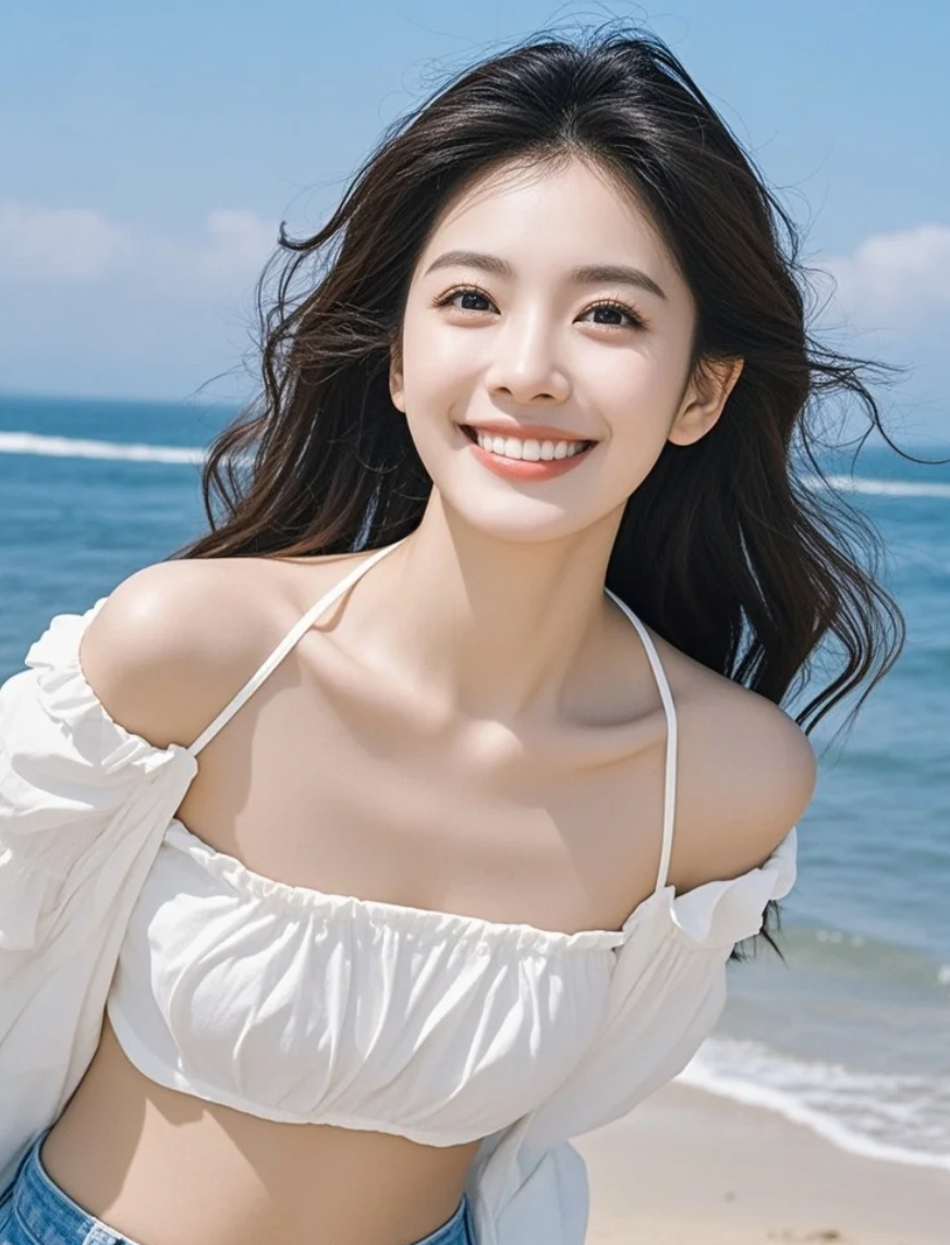 沙滩度假也要精致，她的风格令人眼前一亮