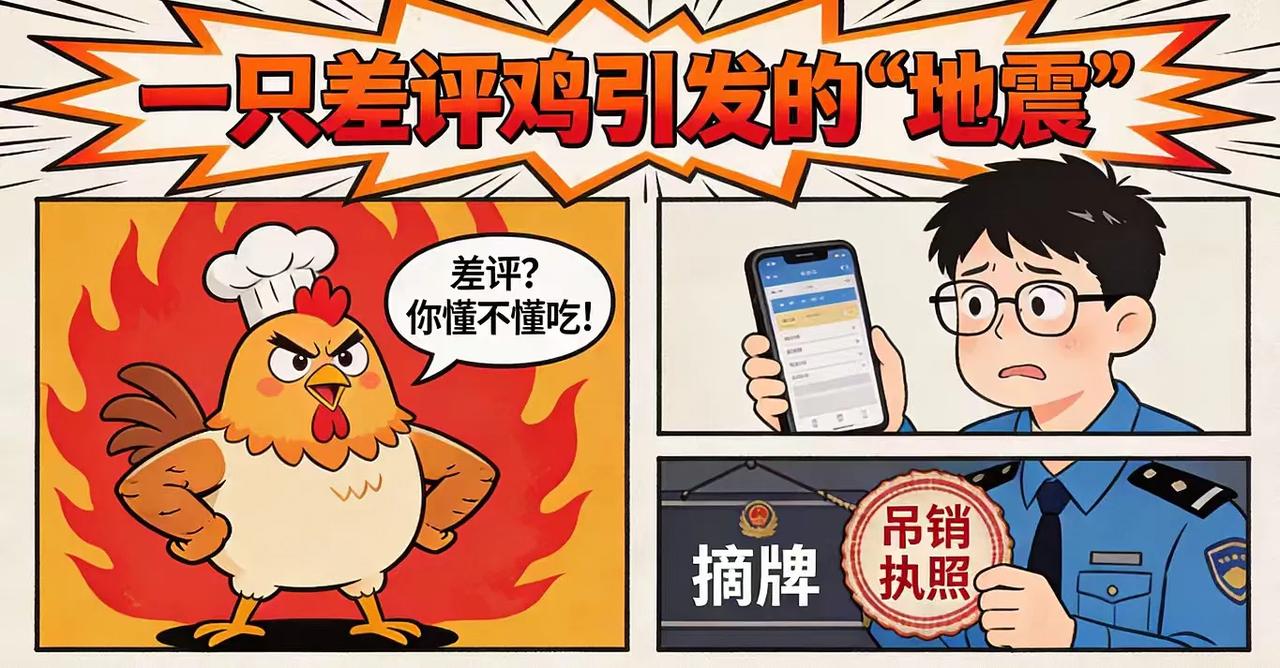 一只差评鸡引发的“地震”：大学生差评，商家侮辱性回复，市场监管直接“摘牌”！一
