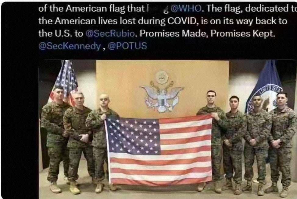 世卫组织也抵挡不住美国的匪气！日内瓦现美大兵强抢国旗一幕！美国退群了，结果世卫