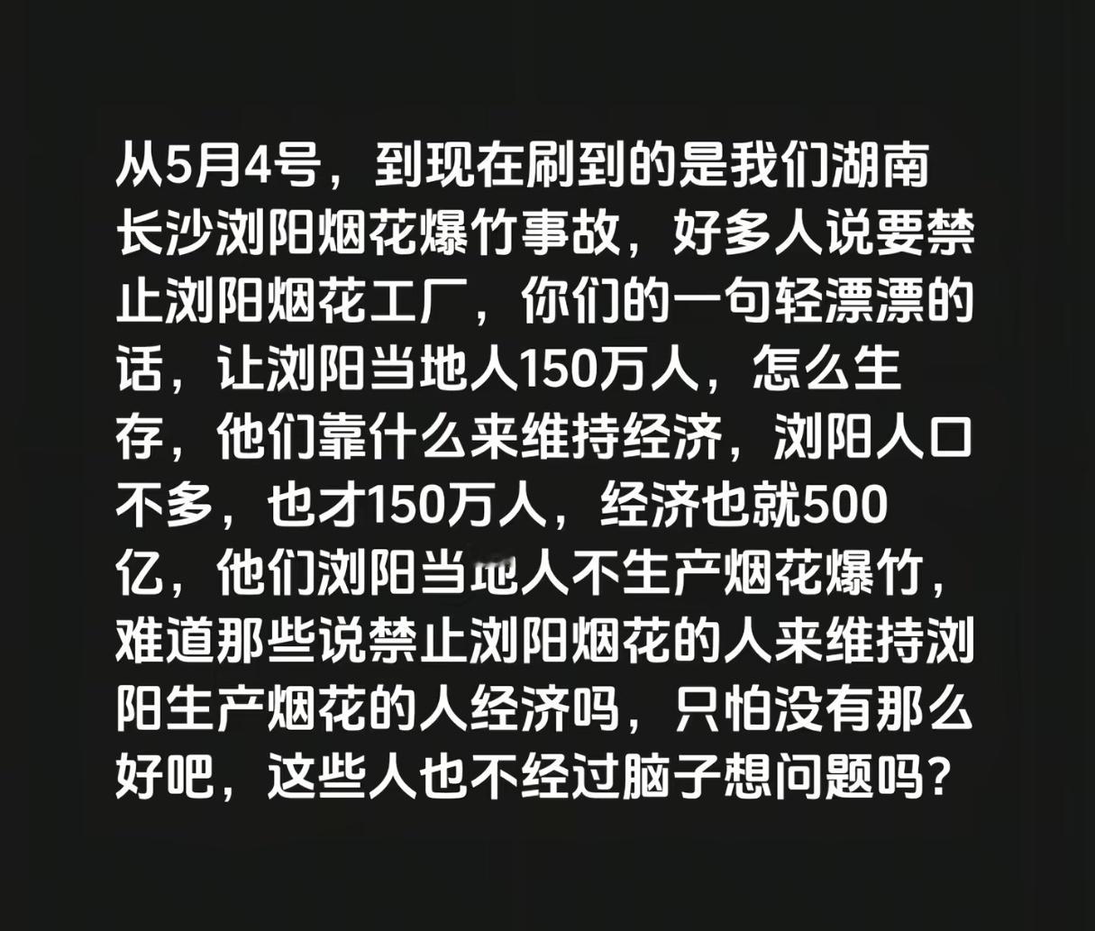 一位网友针对浏阳烟花事件的观点，你同意吗？