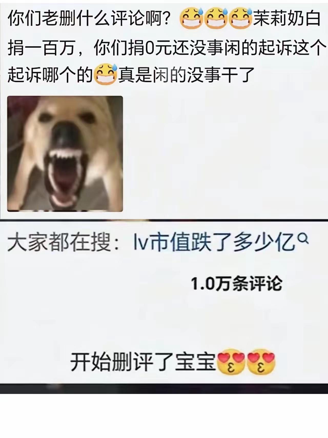 LV急了，开始删评了，万万没想到啊，LV没选择回应，选择了在网友质问为什么不