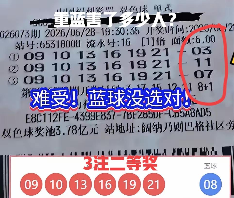 百万大奖到手！上一期双色球开奖，蓝区开出08，这个号码让多少人措手不及？这位来自
