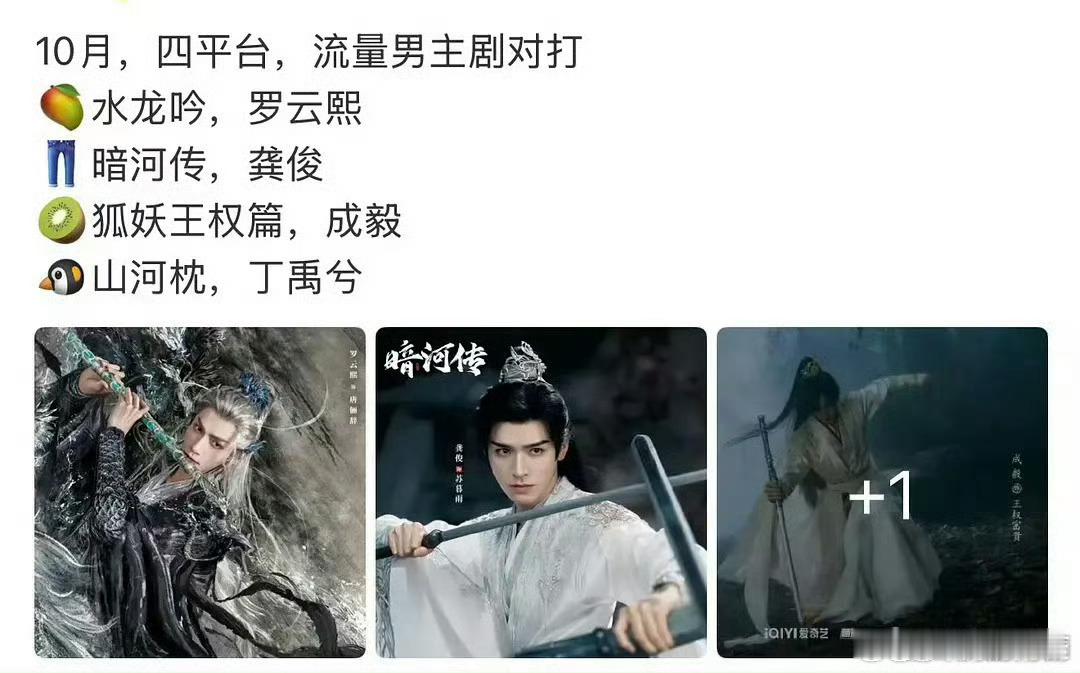 其他三部剧还是要看物料，但是成毅的王权感觉肯定会扑[捂脸哭]​​​