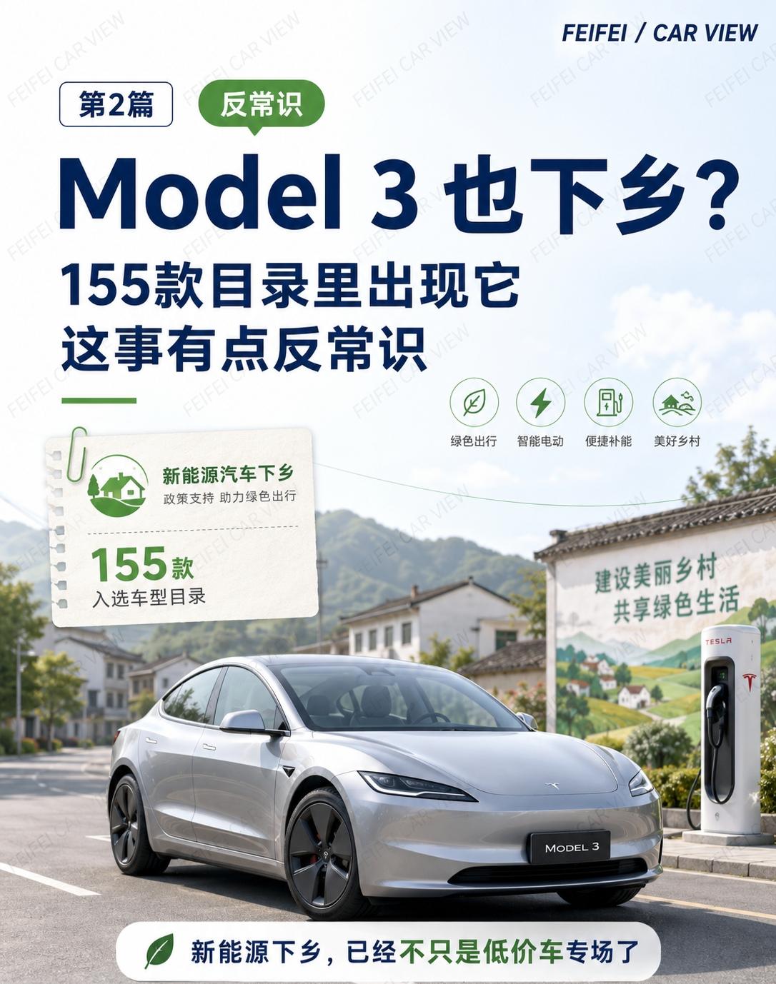 Model3都进下乡目录了？这事有点反常识看到Model3也出现在新能