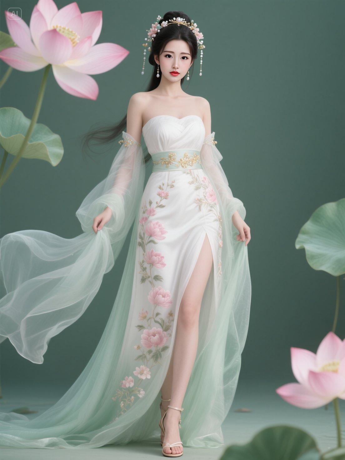 荷花仙子仙气飘飘秀出新国风，唯美古风，汉服之美在华夏，国风古韵，画中仙子