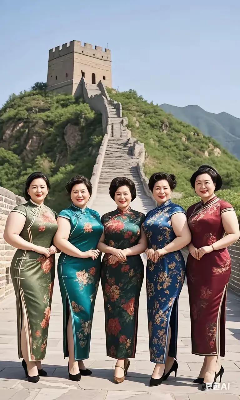 看了大妈们在长城前的摆拍，我突然产生一个想法，这旗袍呀，还是得30岁左右的少妇穿