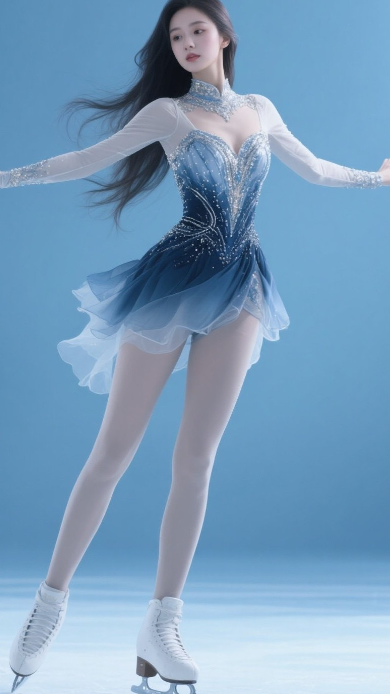 冰雪美人轻盈滑行如蝶写真
