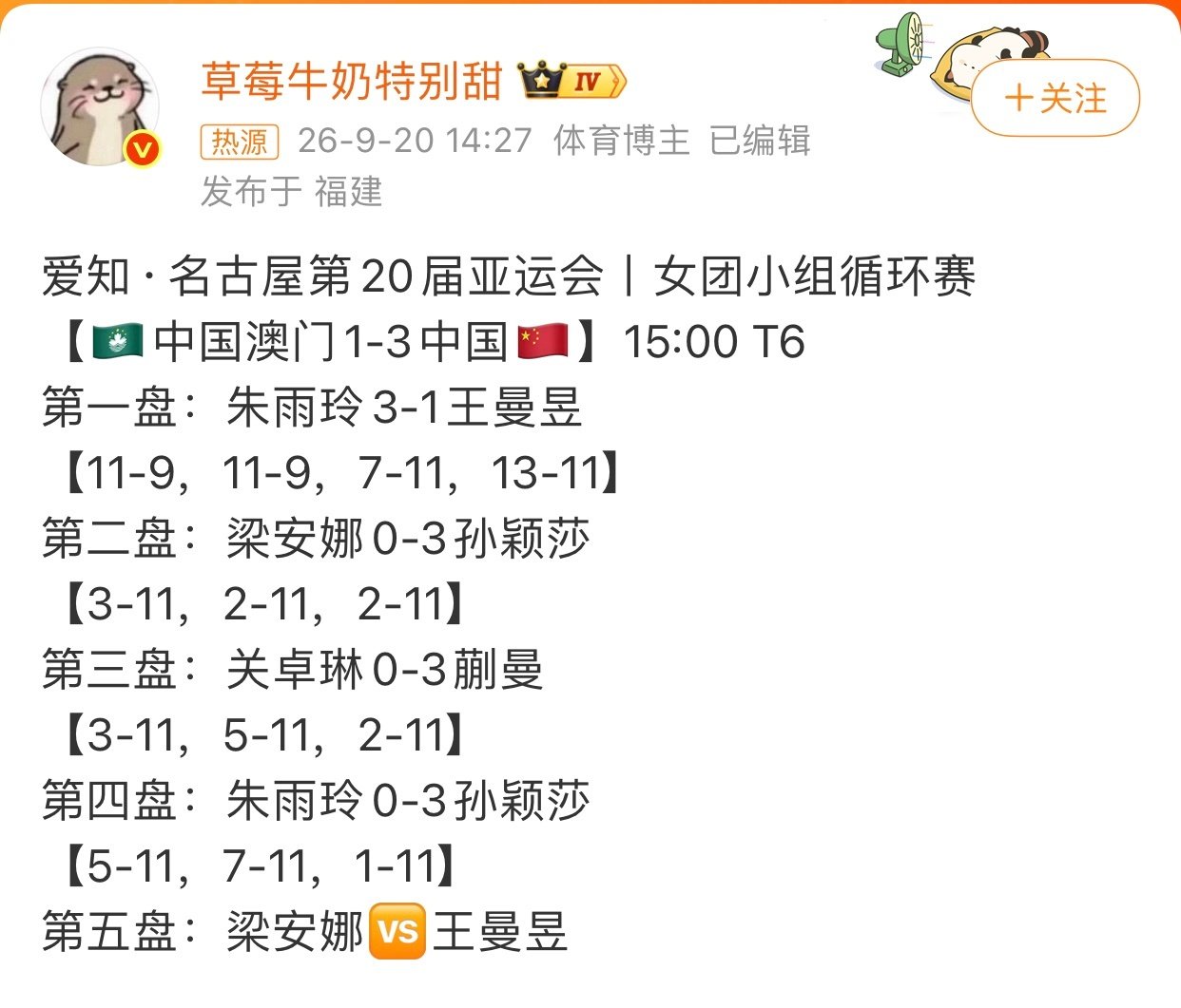#孙颖莎亚运一单#说好的一人一分是本分呢？！一分都没拿的，是态度问题？技术问题？#孙颖莎#伤退两个月